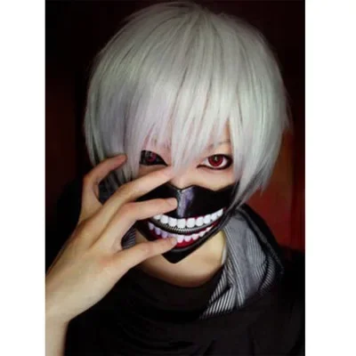 Anime Tokyo Ghoul Kaneki Ken Wig Short Silver White Heat Resistant Hair Cosplay Costume Wig