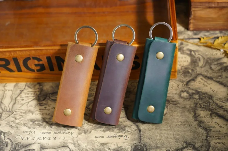 Genuine Leather Key Holder Minimalist Keychain Case Wallet Keys Storage Case Key Protector Multifunctional Men Women Car Key Bag