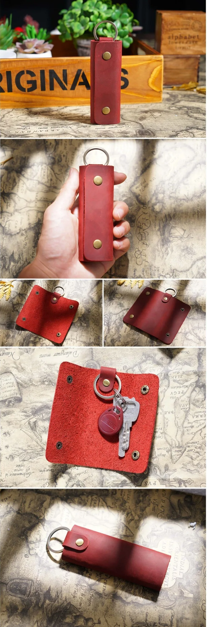 Genuine Leather Key Holder Minimalist Keychain Case Wallet Keys Storage Case Key Protector Multifunctional Men Women Car Key Bag