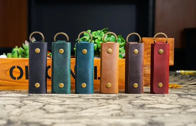 Genuine Leather Key Holder Minimalist Keychain Case Wallet Keys Storage Case Key Protector Multifunctional Men Women Car Key Bag