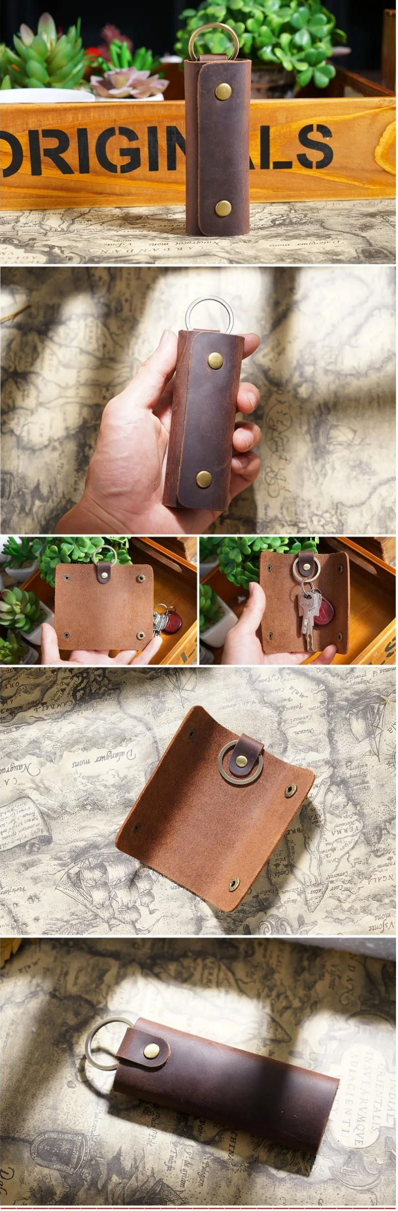 Genuine Leather Key Holder Minimalist Keychain Case Wallet Keys Storage Case Key Protector Multifunctional Men Women Car Key Bag