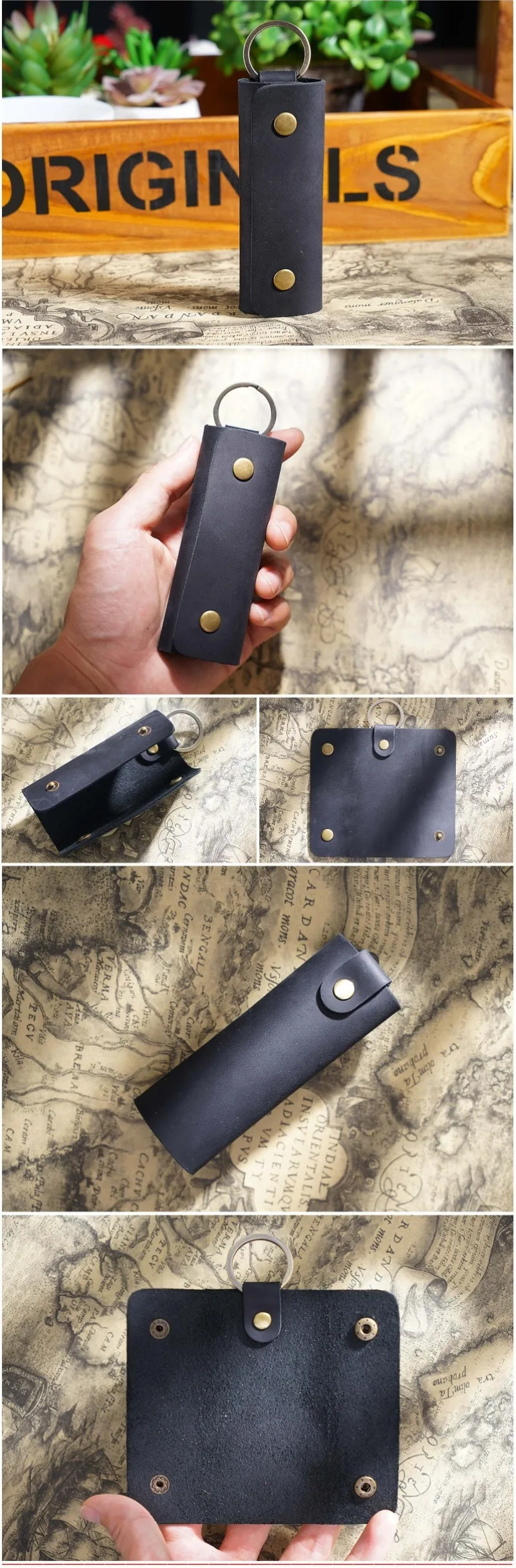 Genuine Leather Key Holder Minimalist Keychain Case Wallet Keys Storage Case Key Protector Multifunctional Men Women Car Key Bag