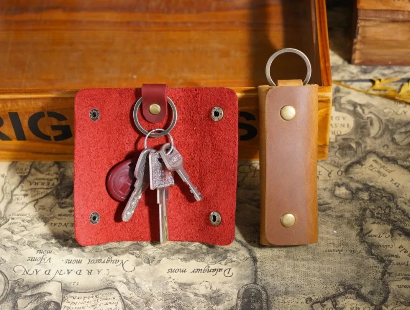 Genuine Leather Key Holder Minimalist Keychain Case Wallet Keys Storage Case Key Protector Multifunctional Men Women Car Key Bag
