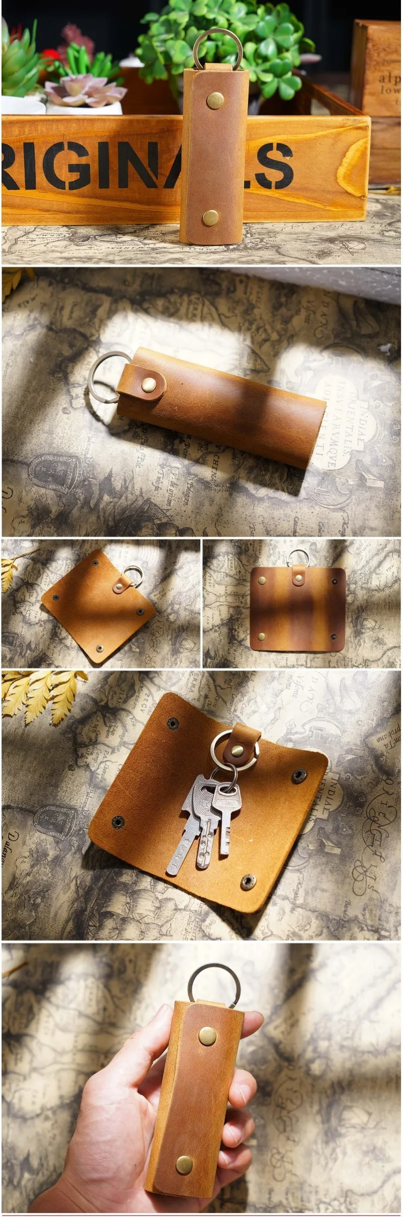 Genuine Leather Key Holder Minimalist Keychain Case Wallet Keys Storage Case Key Protector Multifunctional Men Women Car Key Bag