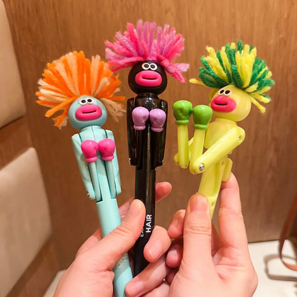 Hair-Fried Boxing Pen Creative Decompression Cartoon Ballpoint Pen Student High Value Gel Pen Cute Toy Gift.Interactive Boxing