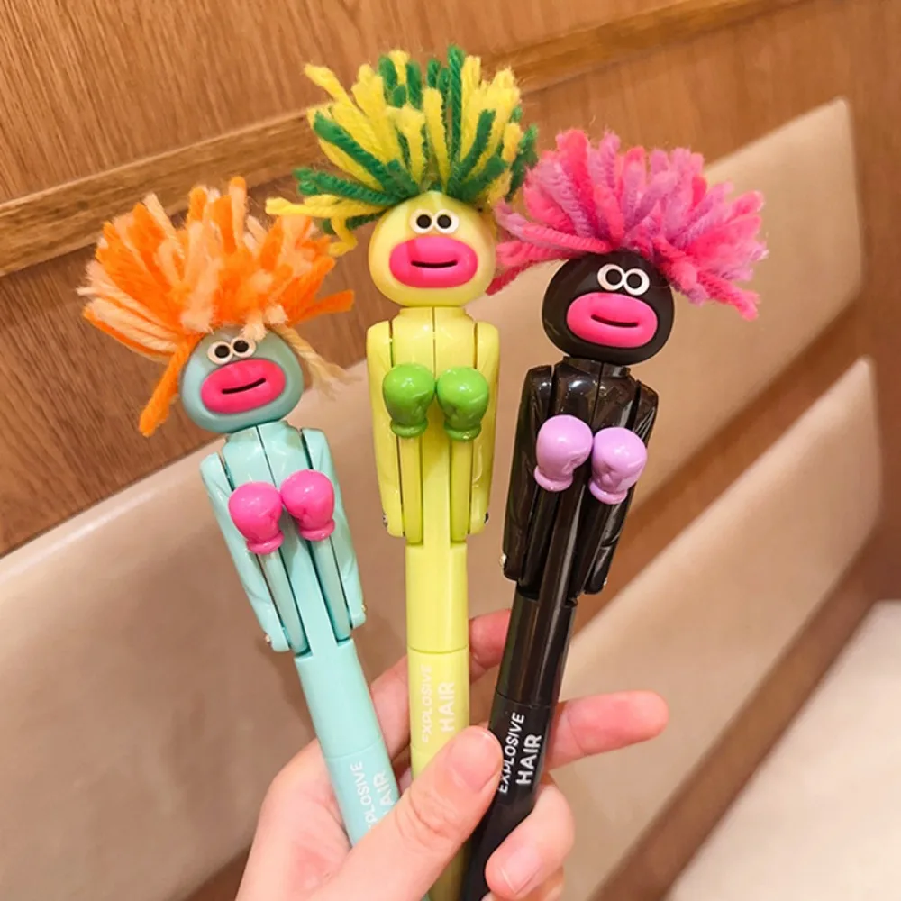 Hair-Fried Boxing Pen Creative Decompression Cartoon Ballpoint Pen Student High Value Gel Pen Cute Toy Gift.Interactive Boxing