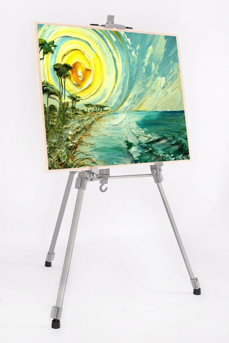 Aluminum Alloy Easel,Portable Shrinkable Folding Drawing Board Stand,Height Adjustable Tripod,Art Supplies 6 Colors 155cm Height