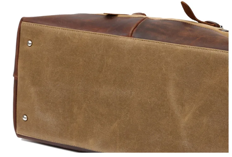 WaterProof Waxed Canvas Leather Men Travel Bag Hand Luggage Bag Carry On Large Tote Vintage Men Duffle Weekend Bag Big Overnight