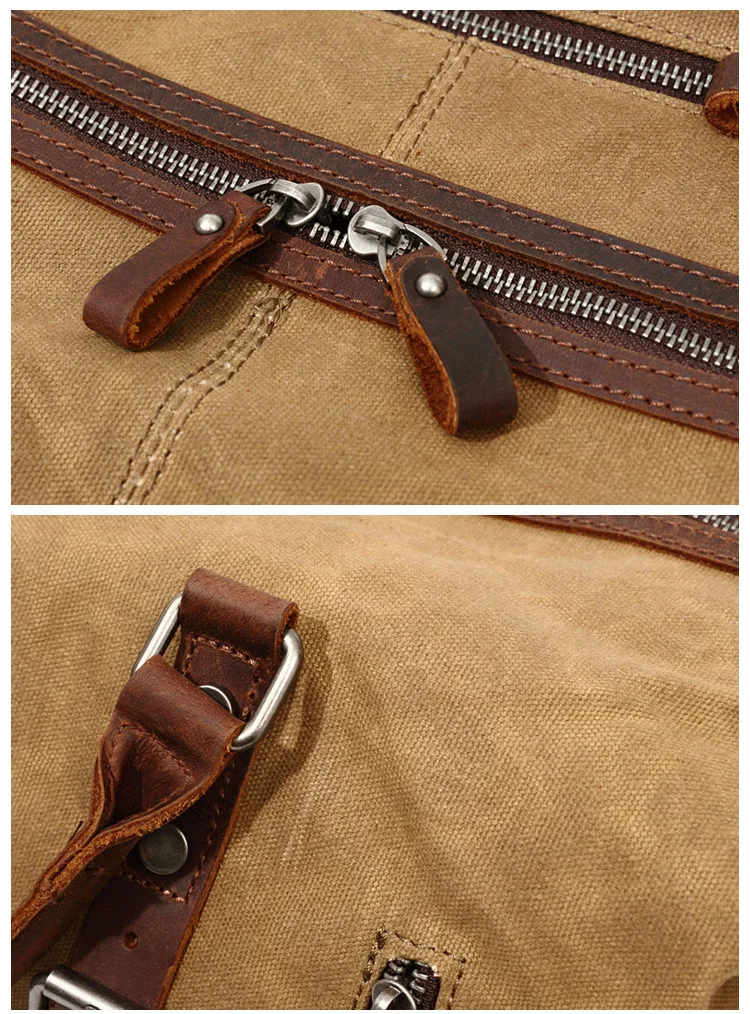 WaterProof Waxed Canvas Leather Men Travel Bag Hand Luggage Bag Carry On Large Tote Vintage Men Duffle Weekend Bag Big Overnight