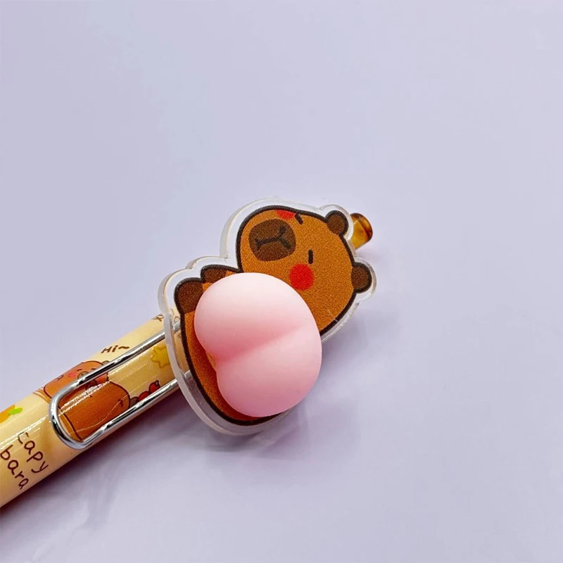6Pcs/Set Kawaii Capybara Cartoon Butt Mechanical Gel Pens 0.5mm Cute Ballpoint Pen Korean Stationery Press Pens Kids Toys Gift