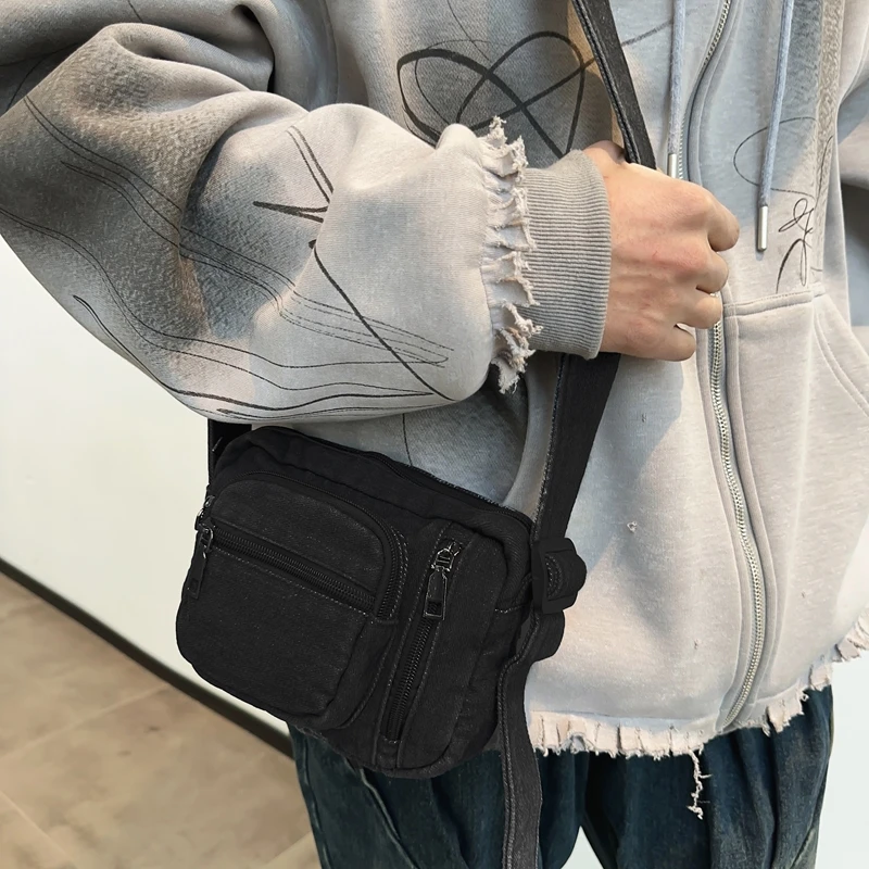 Classic Denim Multi Pocket Casual Small Shoulder Bag With Adjustable Shoulder Straps Zero Wallet Solid Color Fun Crossbody Bag