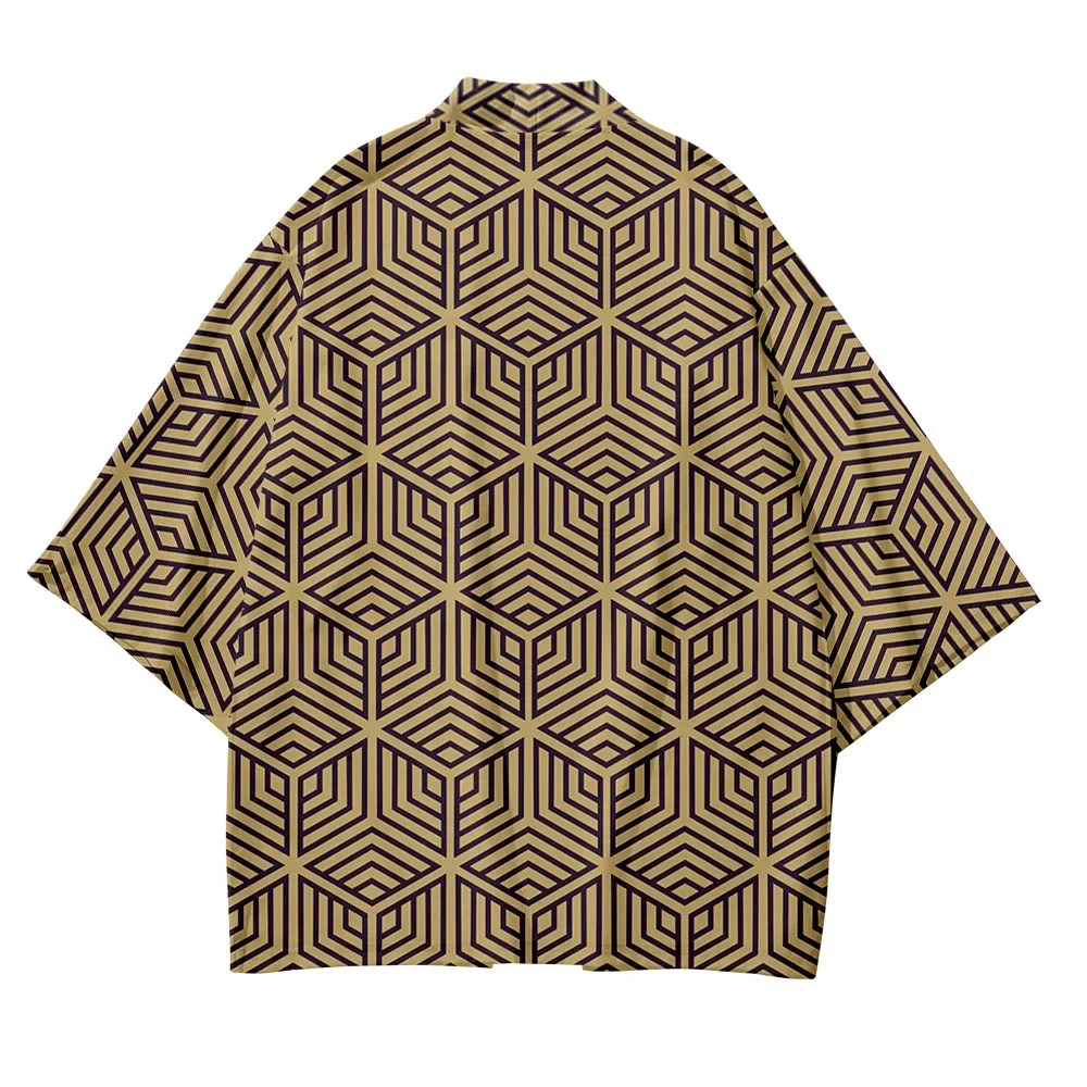 Geometric Patterns Japanese Kimono Summer Beach Graphic Street Haori Hanfu Men & Women 2024 Trendy Harajuku Asia Japan Clothing