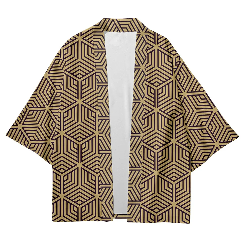 Geometric Patterns Japanese Kimono Summer Beach Graphic Street Haori Hanfu Men & Women 2024 Trendy Harajuku Asia Japan Clothing