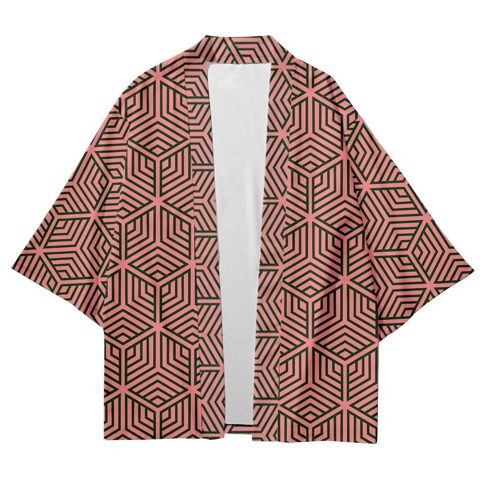 Geometric Patterns Japanese Kimono Summer Beach Graphic Street Haori Hanfu Men & Women 2024 Trendy Harajuku Asia Japan Clothing