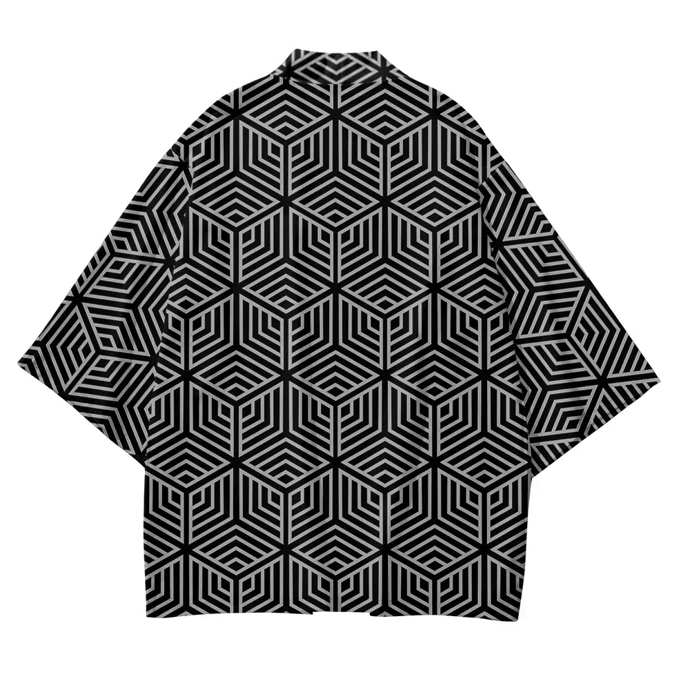 Geometric Patterns Japanese Kimono Summer Beach Graphic Street Haori Hanfu Men & Women 2024 Trendy Harajuku Asia Japan Clothing
