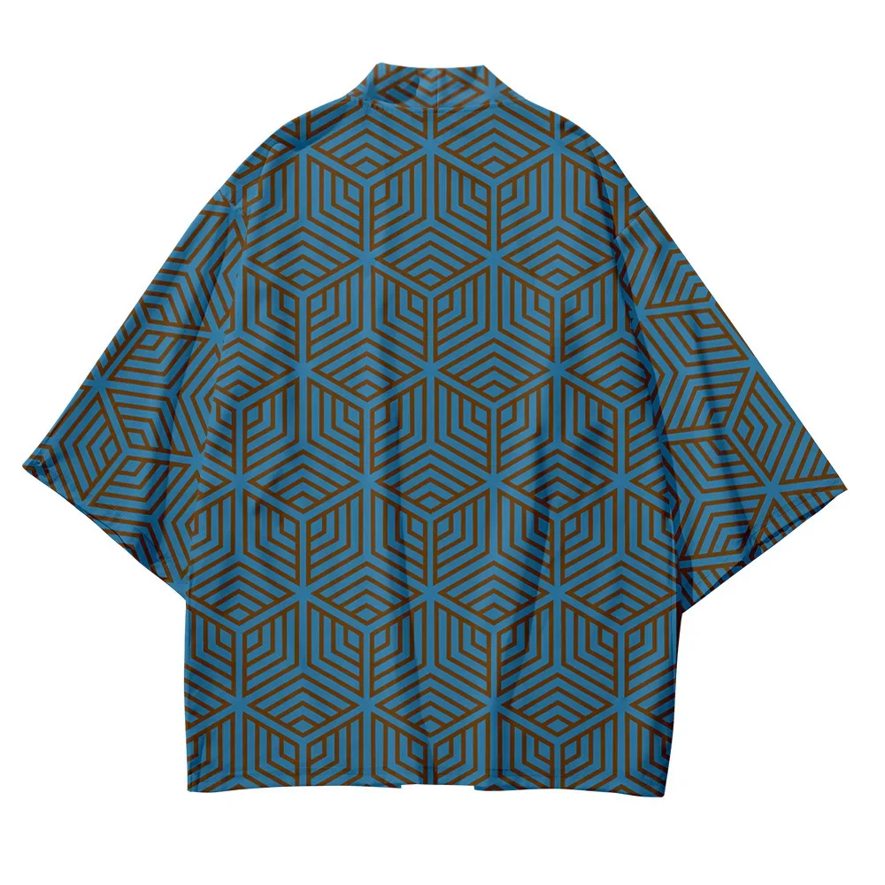Geometric Patterns Japanese Kimono Summer Beach Graphic Street Haori Hanfu Men & Women 2024 Trendy Harajuku Asia Japan Clothing