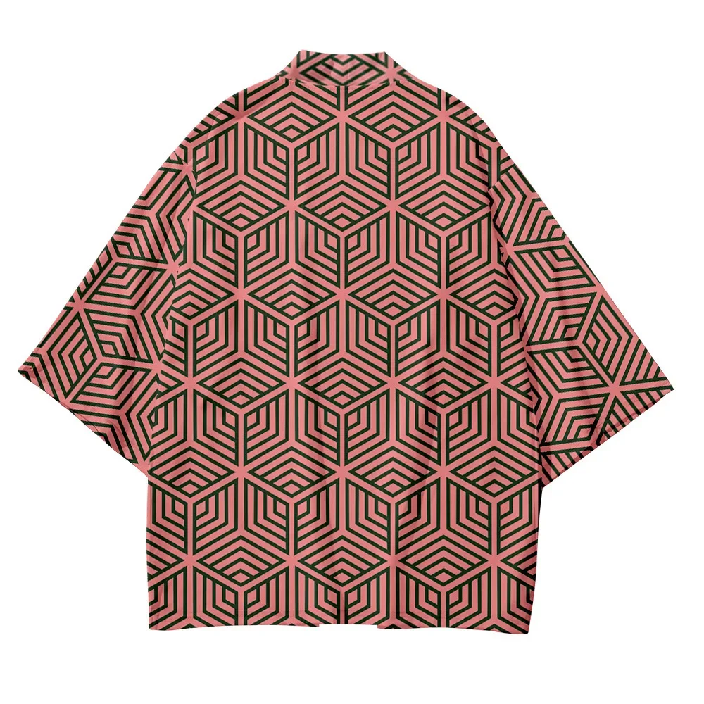 Geometric Patterns Japanese Kimono Summer Beach Graphic Street Haori Hanfu Men & Women 2024 Trendy Harajuku Asia Japan Clothing