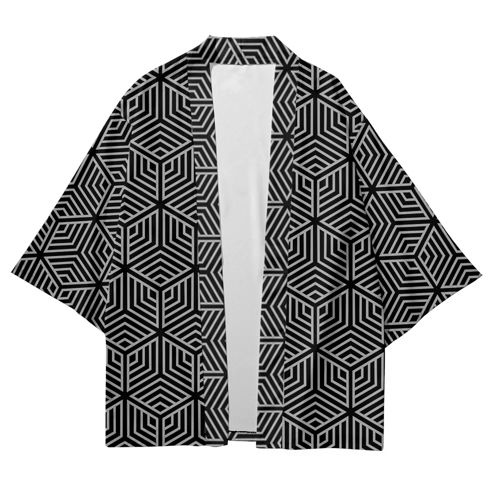 Geometric Patterns Japanese Kimono Summer Beach Graphic Street Haori Hanfu Men & Women 2024 Trendy Harajuku Asia Japan Clothing