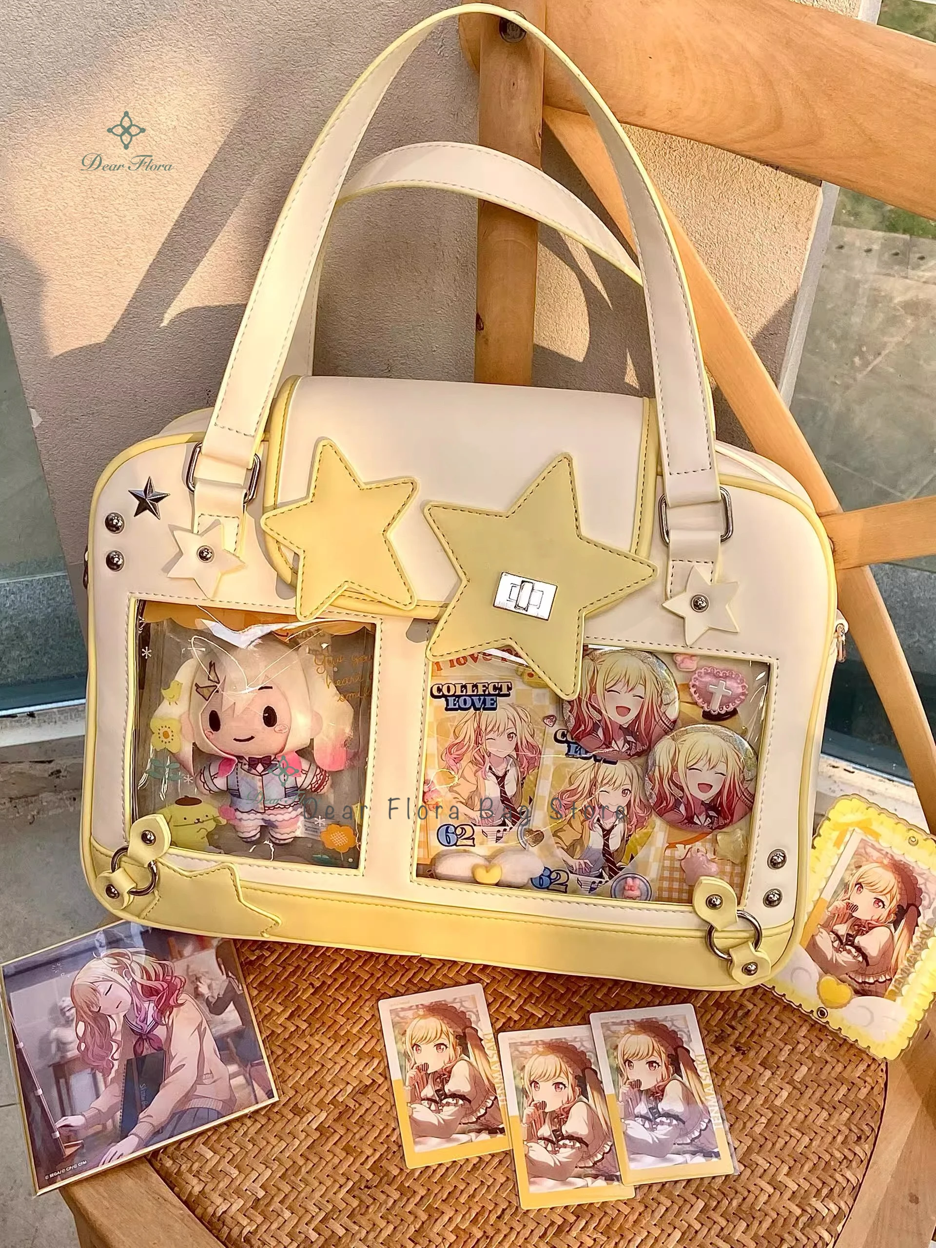 Y2K Trendy Star Ita Bag Lolita Girl Transparent Pocket Fashion Crossbody Bag Women's DIY Display Shoulder Bag Cute Purse Handbag