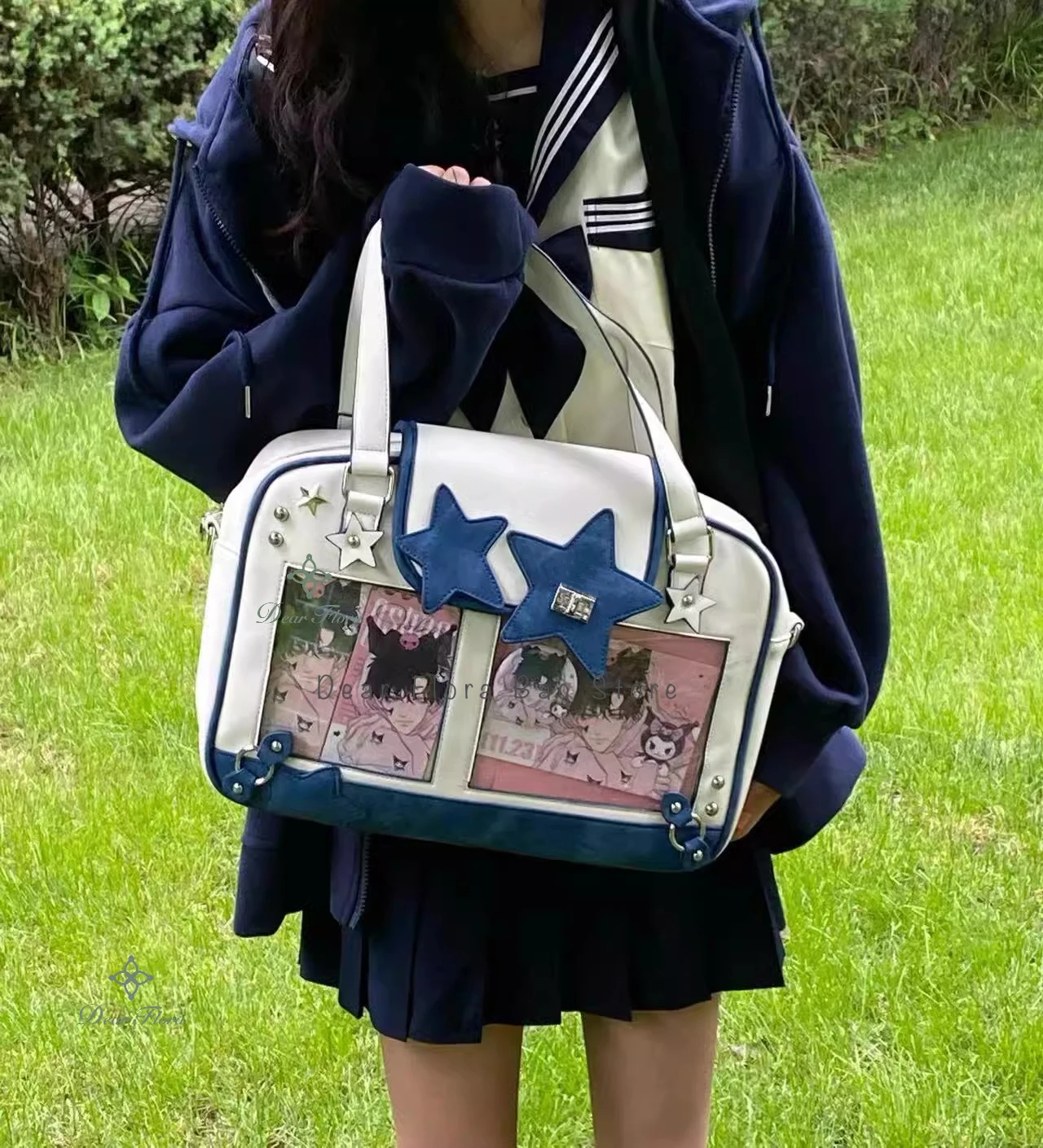 Y2K Trendy Star Ita Bag Lolita Girl Transparent Pocket Fashion Crossbody Bag Women's DIY Display Shoulder Bag Cute Purse Handbag