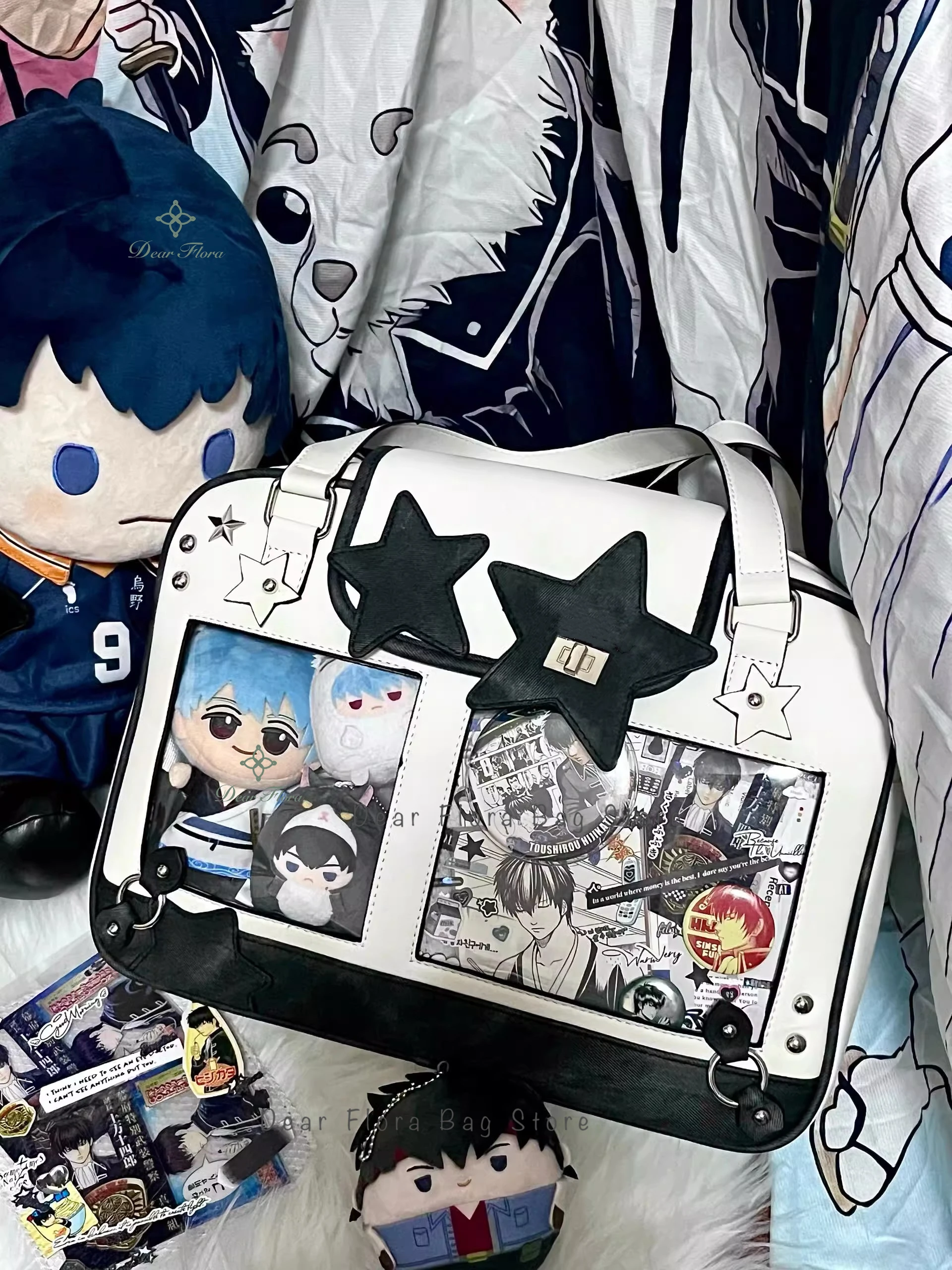 Y2K Trendy Star Ita Bag Lolita Girl Transparent Pocket Fashion Crossbody Bag Women's DIY Display Shoulder Bag Cute Purse Handbag