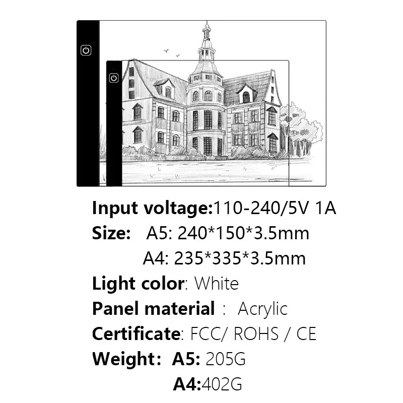 LED copying board, copy table 3-level dimming board, drawing puzzle toy, gift, dimmable children's Painting board