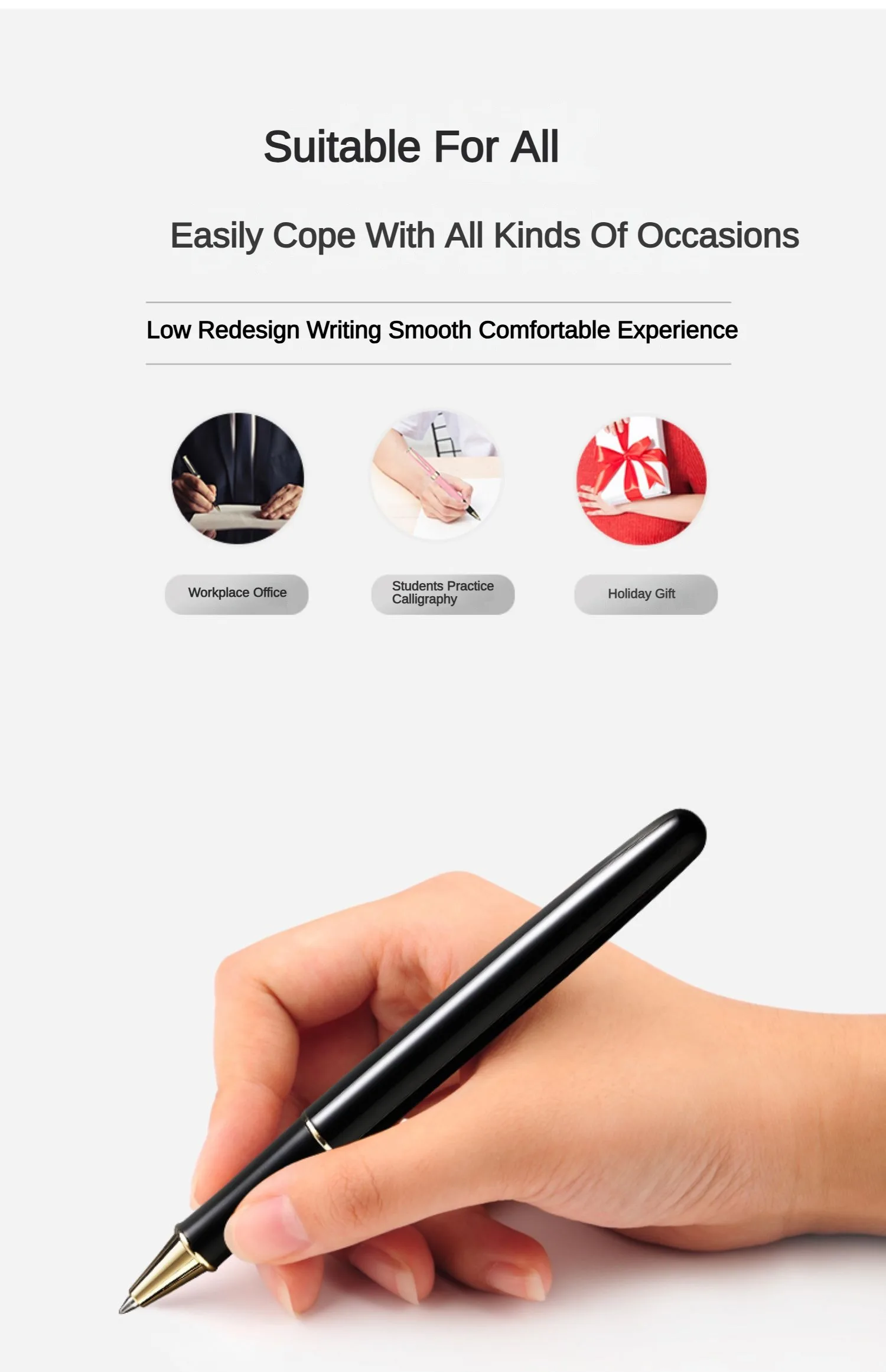 JINHAO 75 Ballpoint Pen Metal Black Red Replaceable Refill Financial Office Student Writing Supplies School Stationery Pens