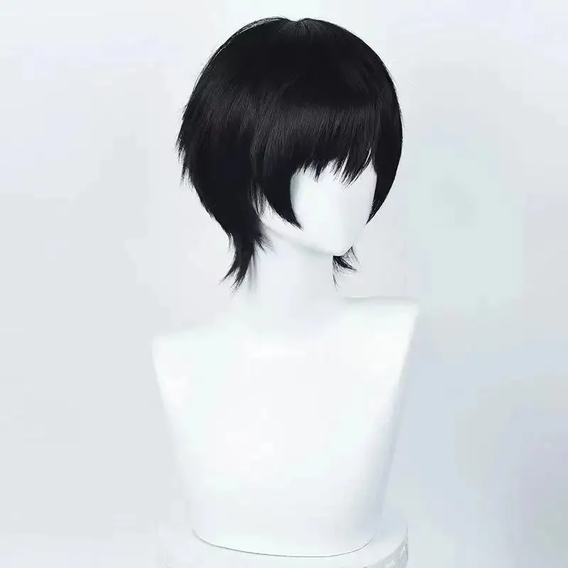 Anime Cosplay Wig 35cm Short Black Heat Resistant Synthetic Hair Man Party Wigs