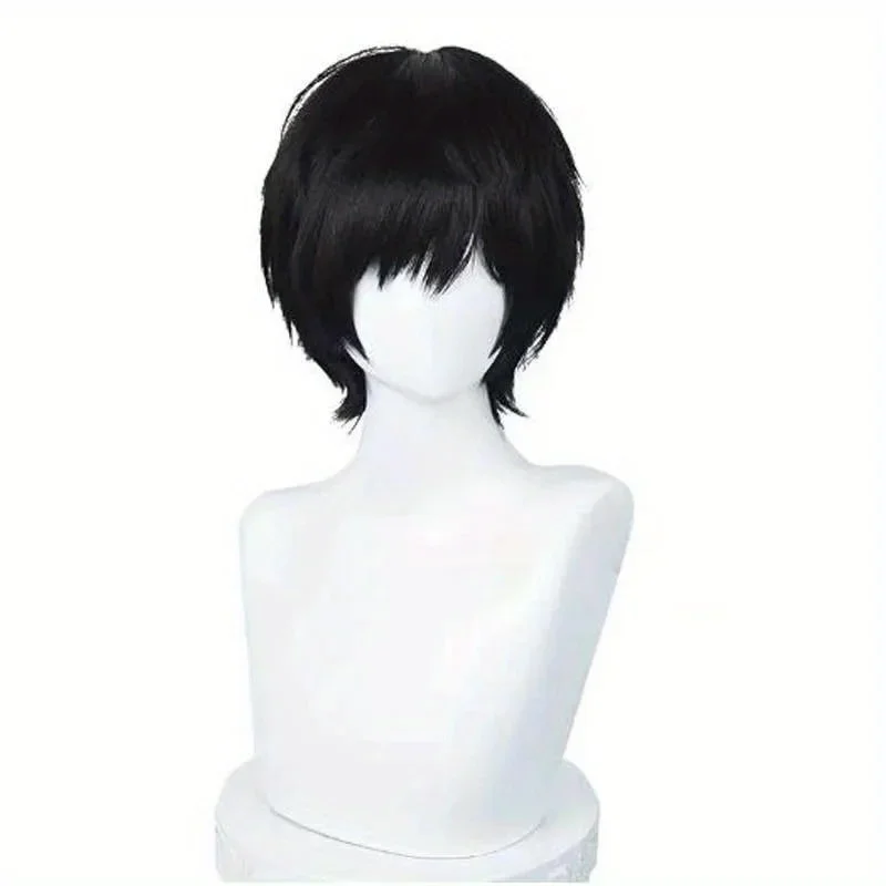 Anime Cosplay Wig 35cm Short Black Heat Resistant Synthetic Hair Man Party Wigs