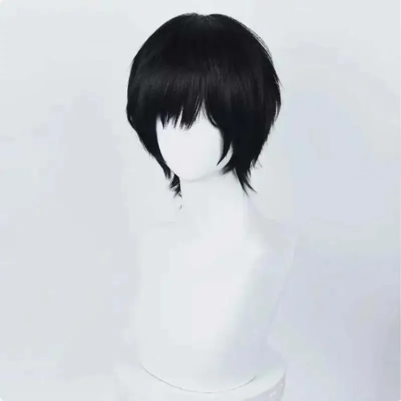 Anime Cosplay Wig 35cm Short Black Heat Resistant Synthetic Hair Man Party Wigs