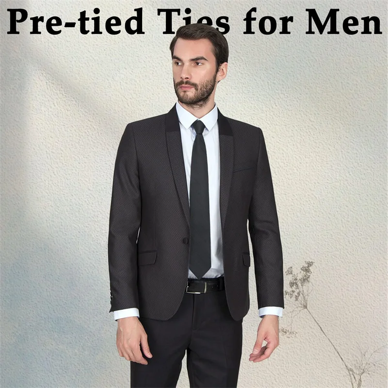 Tie For Men Formal Skinny Size Neckties Classic Men's Solid Colorful Wedding Ties Pre-tied Groom Gentleman Gift Party
