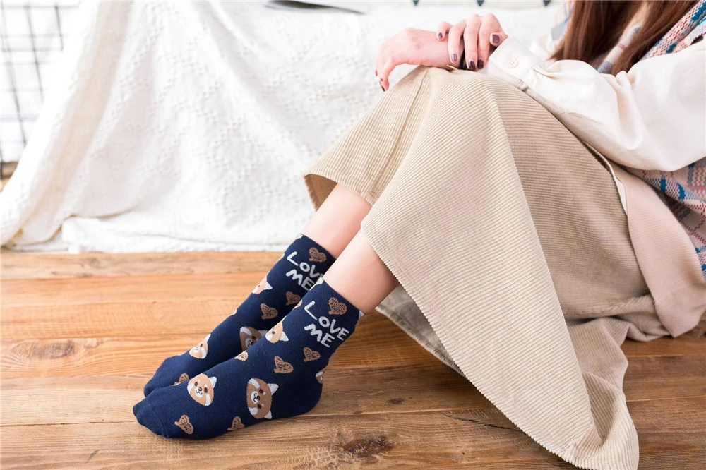 Cute Animal Korean Style Women Cat Panda Dog Bear Cartoon Socks Soft Cotton Casual Sport Streetwear Dropship