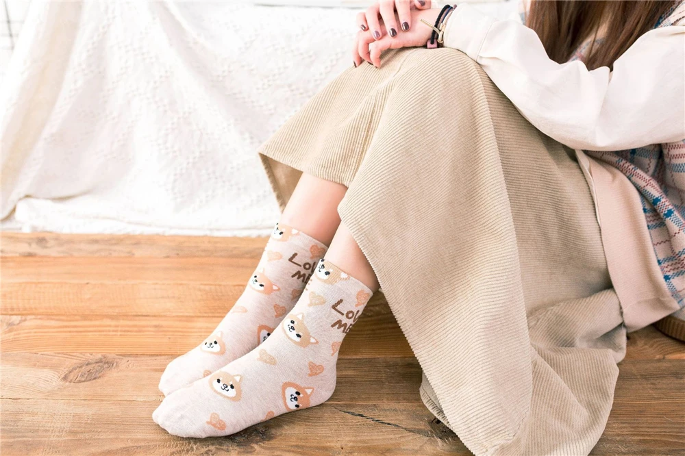 Cute Animal Korean Style Women Cat Panda Dog Bear Cartoon Socks Soft Cotton Casual Sport Streetwear Dropship