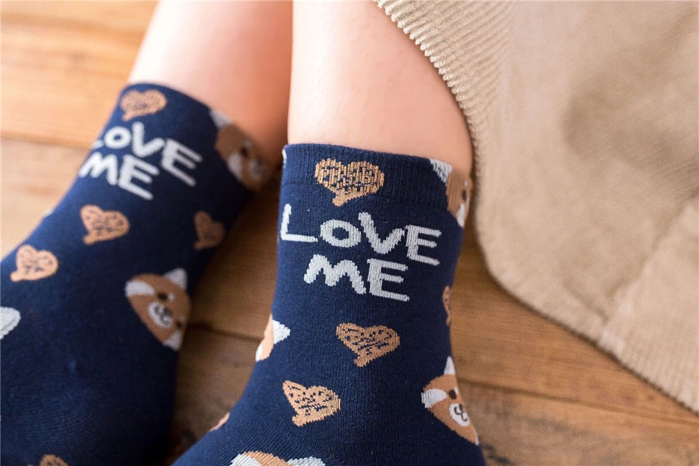 Cute Animal Korean Style Women Cat Panda Dog Bear Cartoon Socks Soft Cotton Casual Sport Streetwear Dropship