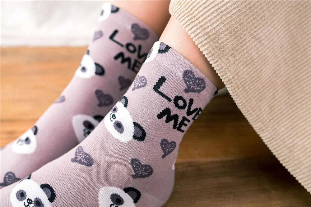 Cute Animal Korean Style Women Cat Panda Dog Bear Cartoon Socks Soft Cotton Casual Sport Streetwear Dropship