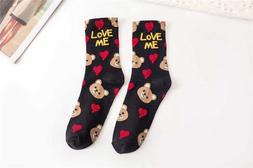 Cute Animal Korean Style Women Cat Panda Dog Bear Cartoon Socks Soft Cotton Casual Sport Streetwear Dropship