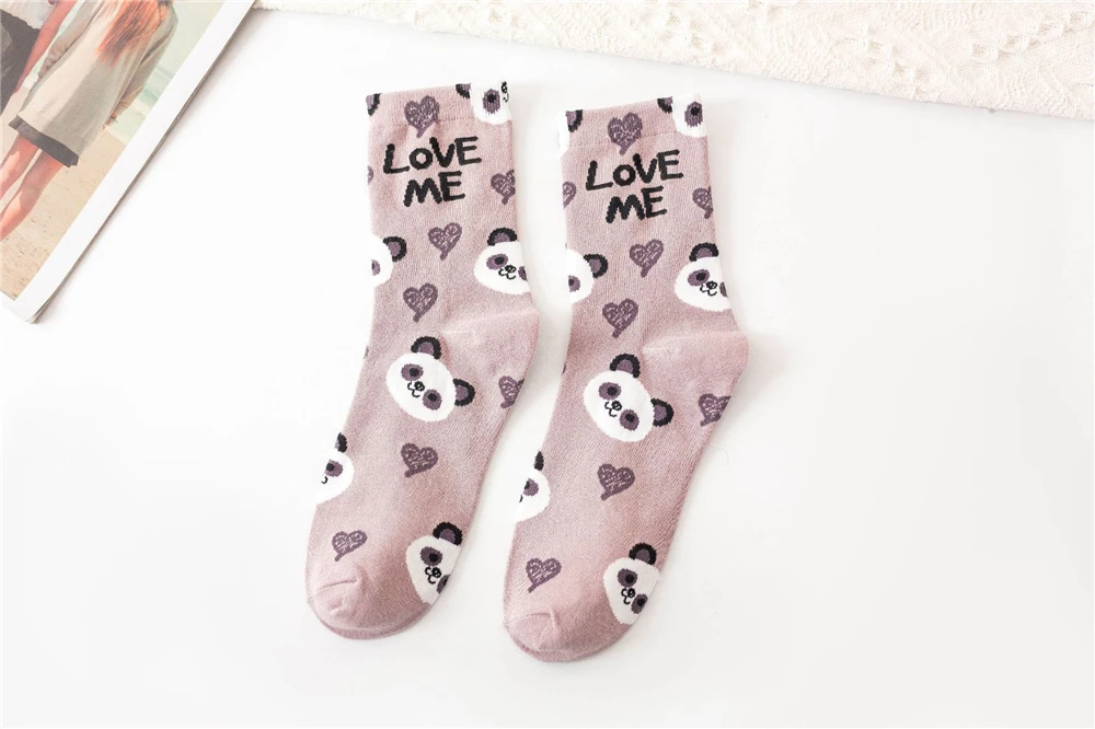 Cute Animal Korean Style Women Cat Panda Dog Bear Cartoon Socks Soft Cotton Casual Sport Streetwear Dropship