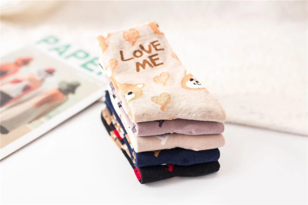 Cute Animal Korean Style Women Cat Panda Dog Bear Cartoon Socks Soft Cotton Casual Sport Streetwear Dropship