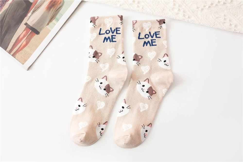 Cute Animal Korean Style Women Cat Panda Dog Bear Cartoon Socks Soft Cotton Casual Sport Streetwear Dropship
