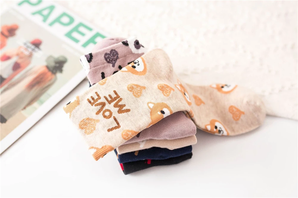 Cute Animal Korean Style Women Cat Panda Dog Bear Cartoon Socks Soft Cotton Casual Sport Streetwear Dropship