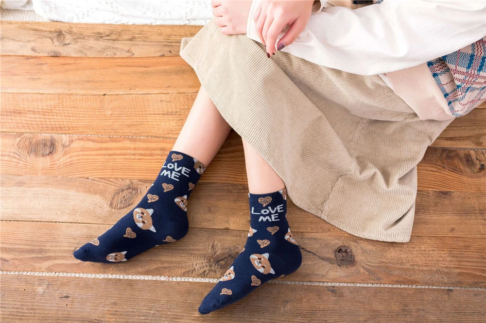 Cute Animal Korean Style Women Cat Panda Dog Bear Cartoon Socks Soft Cotton Casual Sport Streetwear Dropship