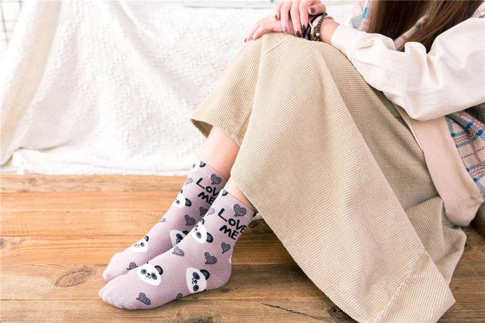 Cute Animal Korean Style Women Cat Panda Dog Bear Cartoon Socks Soft Cotton Casual Sport Streetwear Dropship