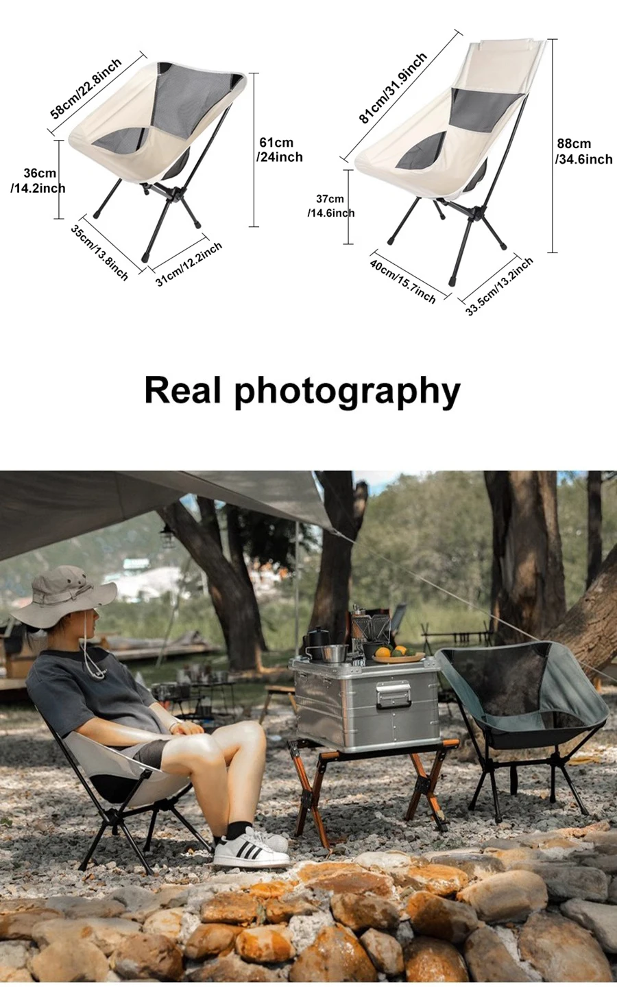 Portable High Back Camping Chair Lightweight Folding Camping Chairs with Carry Bag Backpacking Foldable Chair for Hiking Fishing
