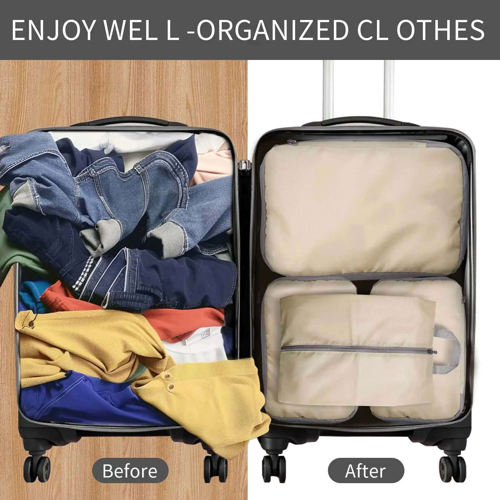 8/6pcs Set Travel Storage Bag Large Capacity Luggage Clothes Sorting Organizer Suitcase Pouch Case Essentials Shoes Packing Cube