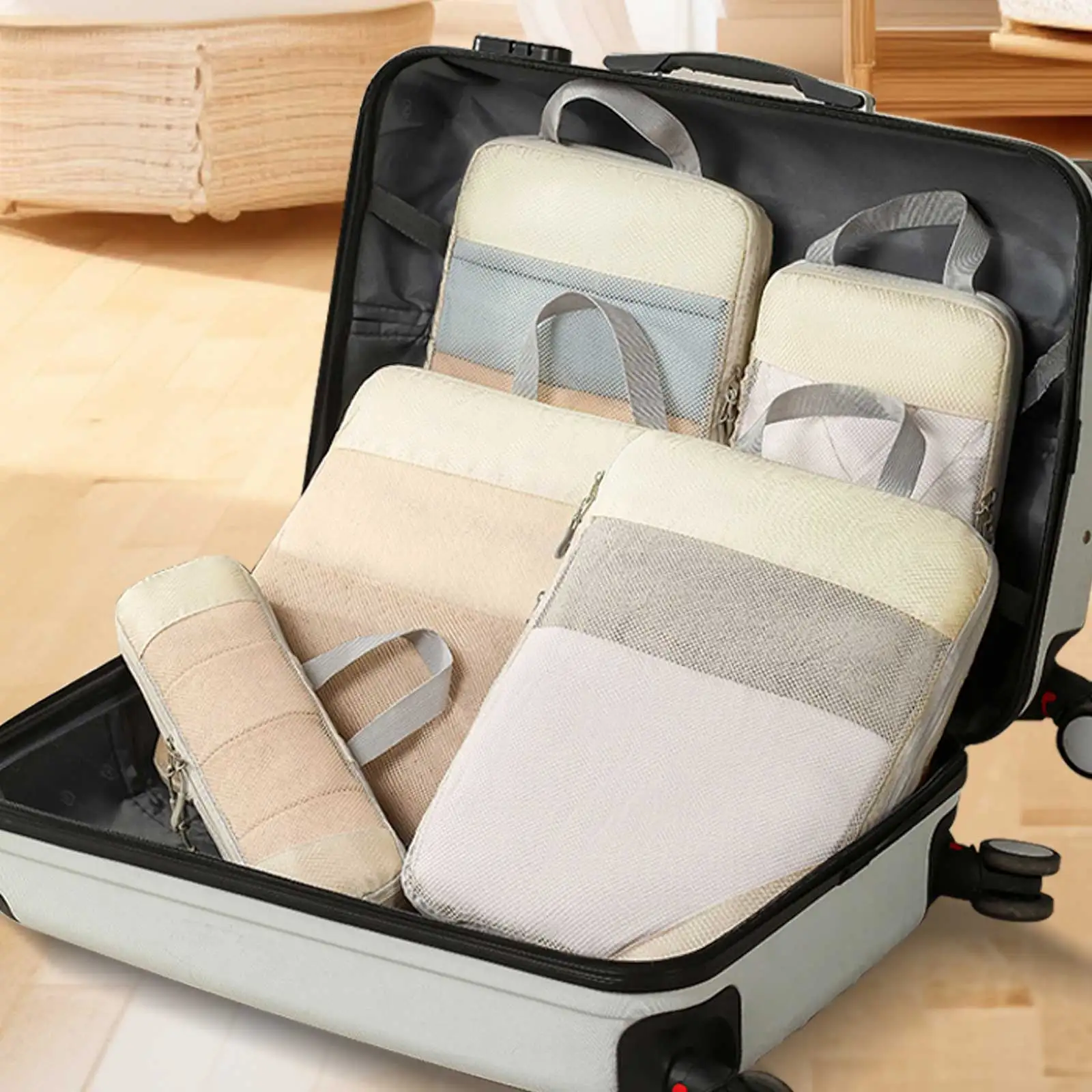 8/6pcs Set Travel Storage Bag Large Capacity Luggage Clothes Sorting Organizer Suitcase Pouch Case Essentials Shoes Packing Cube