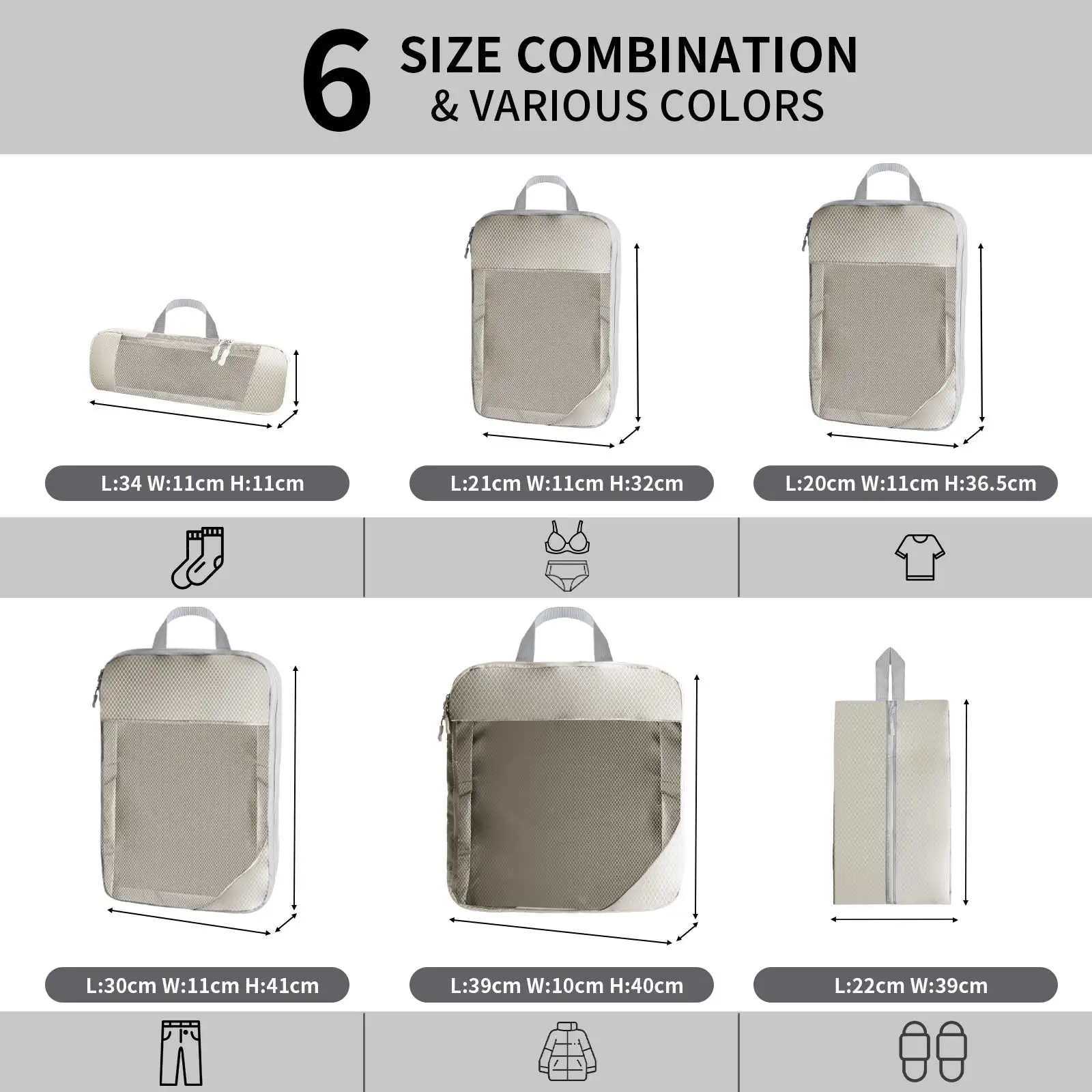8/6pcs Set Travel Storage Bag Large Capacity Luggage Clothes Sorting Organizer Suitcase Pouch Case Essentials Shoes Packing Cube