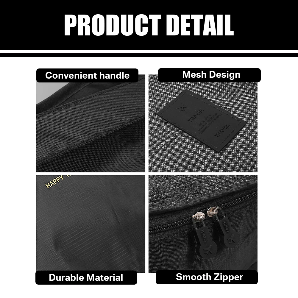 8/6pcs Set Travel Storage Bag Large Capacity Luggage Clothes Sorting Organizer Suitcase Pouch Case Essentials Shoes Packing Cube