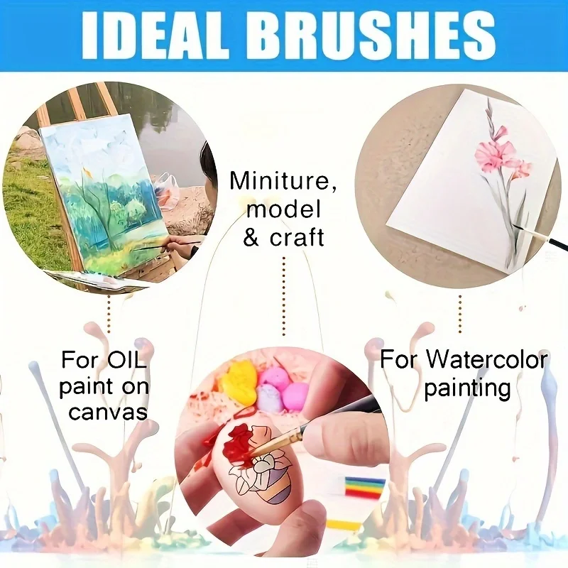 12/24pcs Professional Artist Painting Brush Oil Painting Watercolor Set For Oil, Acrylic, Canvas, Gouache,Includes Fine Detail
