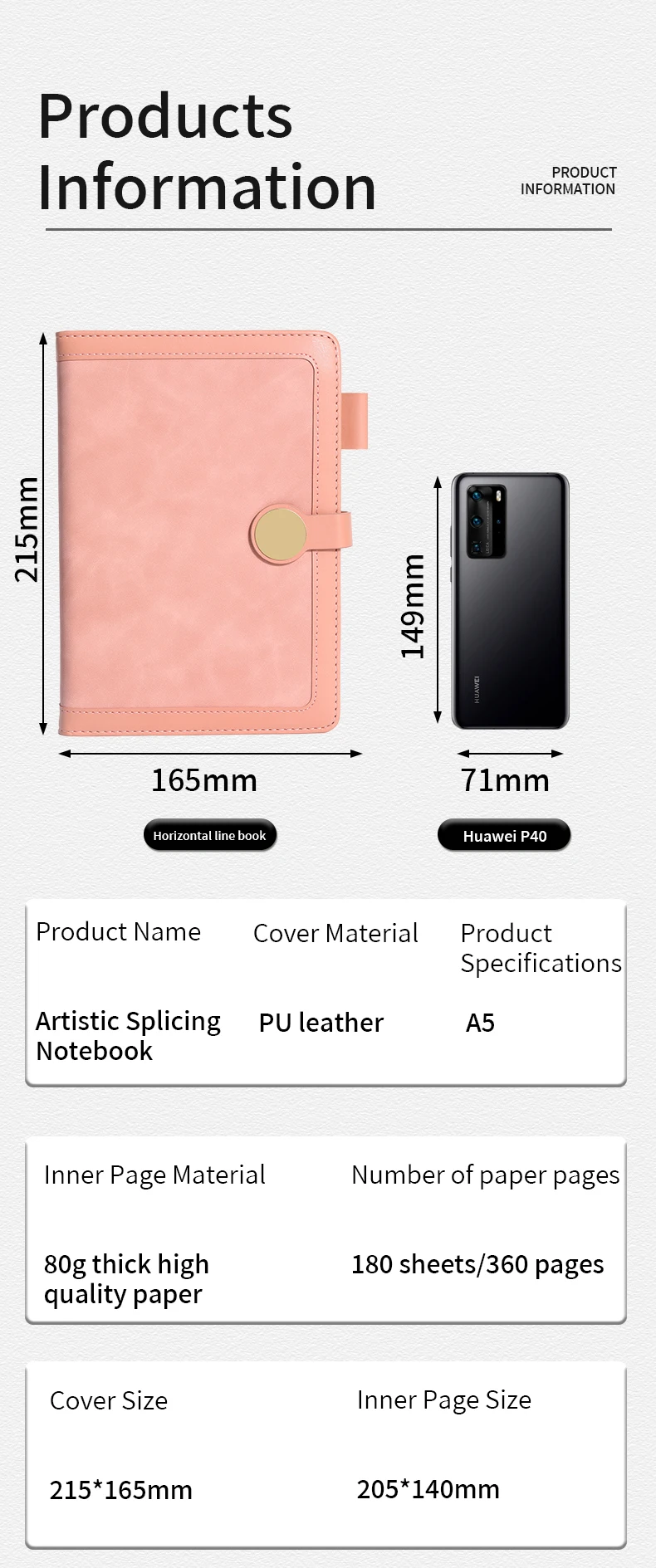 This Notebook is Suitable for Writing, 366 Pages It is bound in A5 hardcover and measures 6.5 inches x 8.5 inches