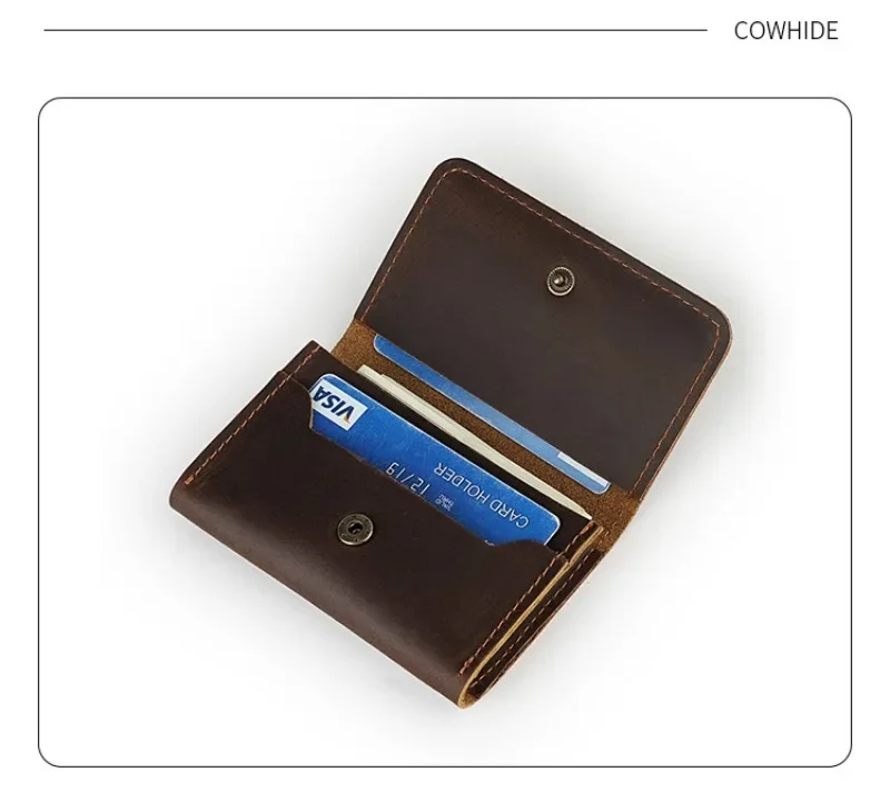 Cowhide Purse Headphone Holder Vintage Leather Wallets Coin Purses Portable Data Cable Headphone Storage Bag Case Card Holder